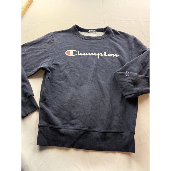 Champion Crewneck Sweatshirt Mens Small Navy Blue Pullover Long Sleeves Outdoor - Picture 2 of 4
